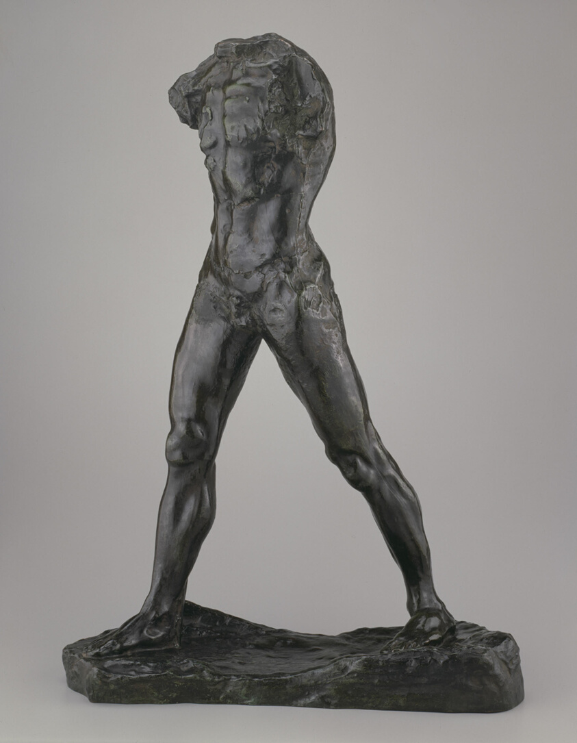 Rodin bronze sculpture of a striding headless male figure